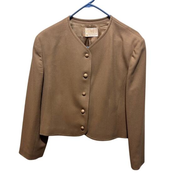 Vintage Pendleton Suit Jacket Wool Blazer Classic Brown Cropped Womens Large - Picture 1 of 9